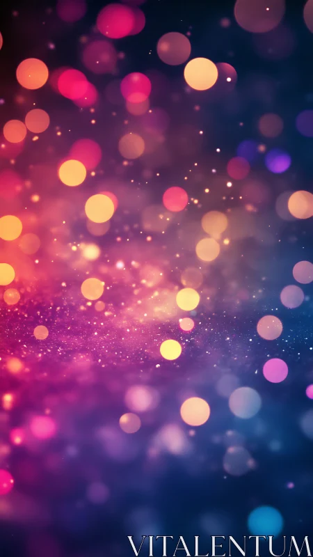 Colorful bokeh light orbs glow across deep blurred gradient