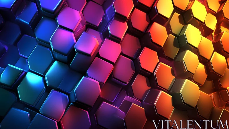 Vibrant 3D Hexagonal Pattern with Colorful Gradient Lighting.