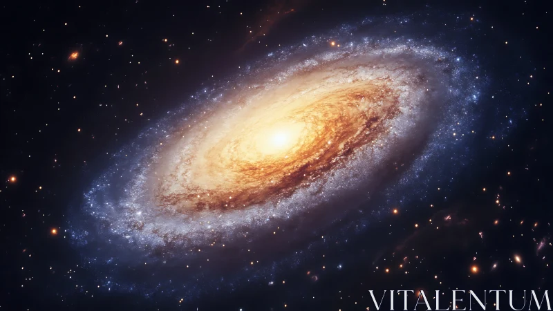 Galactic whirl of starlight swirling in molten gold glow.