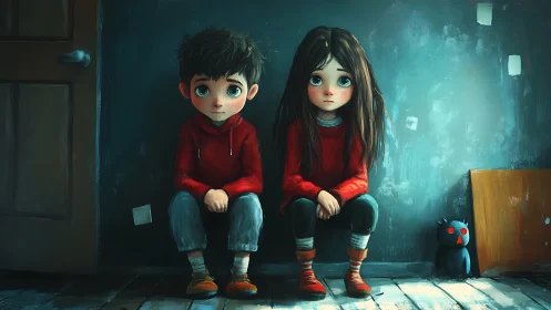 Two quiet rebels share a secret storm in a blue corner