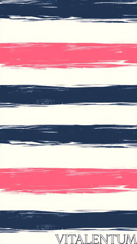 Bold navy and pink brushed stripes create coastal energy.