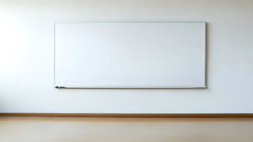 Minimalist classroom whiteboard on clean pale wall.