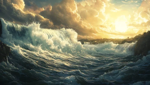 Sun-drenched storm tides hurl a bright horizon toward ruin