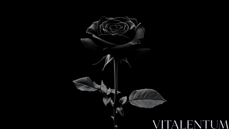 Black rose rendered in high contrast on dark background.
