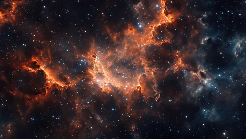 Luminous orange nebula glows in a deep star-filled cosmos