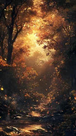 Autumn's Golden Pathway Ablaze.