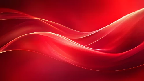 Flowing Red Silk Waves Abstract Digital Art Background.