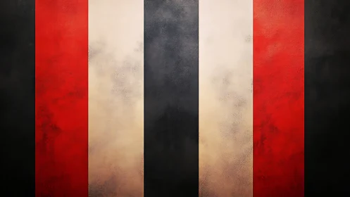 Textured red, cream and black vertical stripe abstraction.