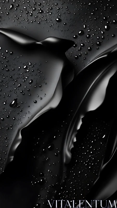 Hydrophobic black surface microtopography with liquid droplets.