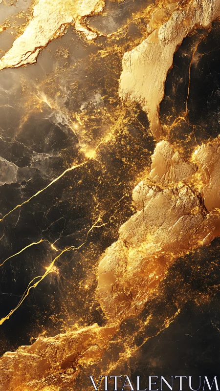 Macro geological gold veins across obsidian substrate.