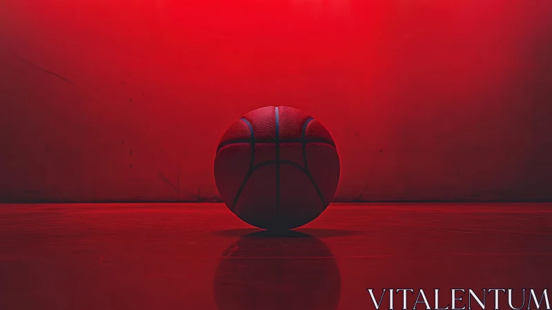 Bold basketball rests on a glowing red indoor court