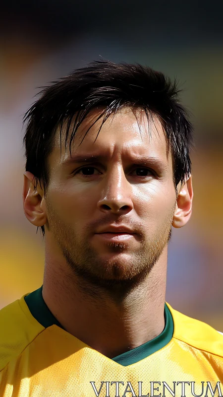 Close-up portrait of soccer player rendered in photoreal detail