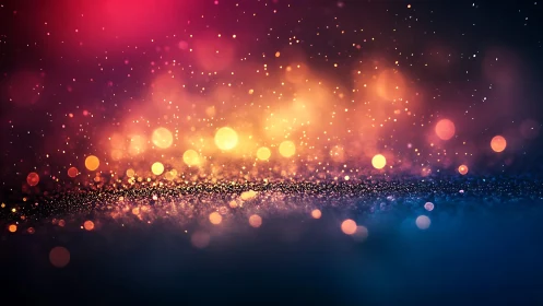 Vibrant Abstract Bokeh Lights with Glittering Surface Background.