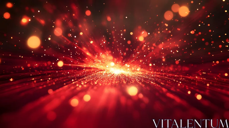 Radiant Burst of Red and Gold Light in Abstract Digital Art.