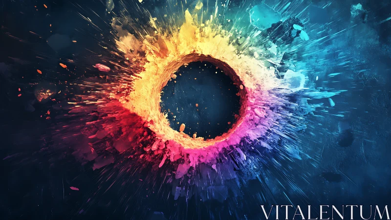 Colorstorm vortex tears open a bright ring in deep space