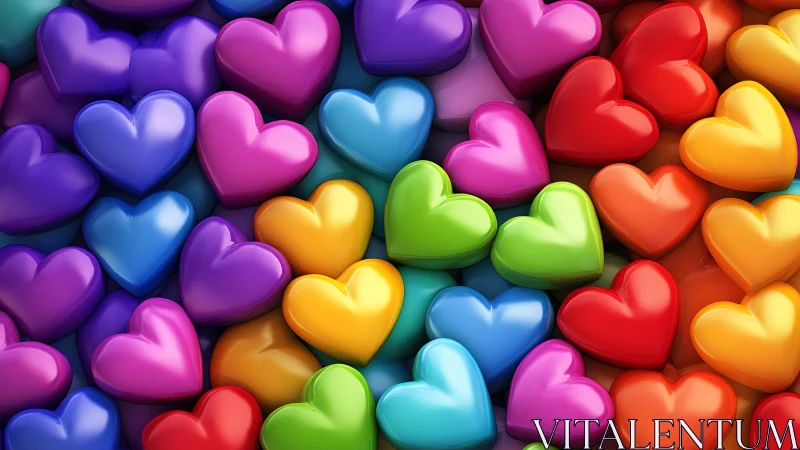 Vibrant 3D Heart Composition in Rainbow Color Spectrum