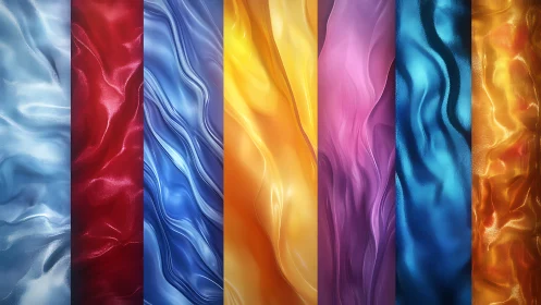 Liquid gradient fabric panels in vivid vertical spectrum.