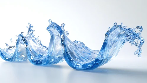 Dynamic CGI water splashes form three looping wave arcs in midair