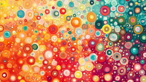 Multicolored circular pattern in dense abstract arrangement.