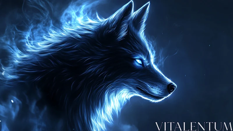 Plasma-lit spectral wolf rendered in luminous vector strokes.