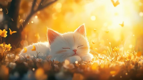 Luminescent Whisker Dreams in Golden Hour Splendor.