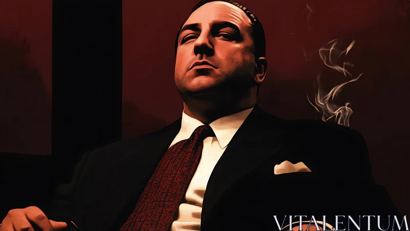 Power-draped titan reclines beneath a haze of curling smoke