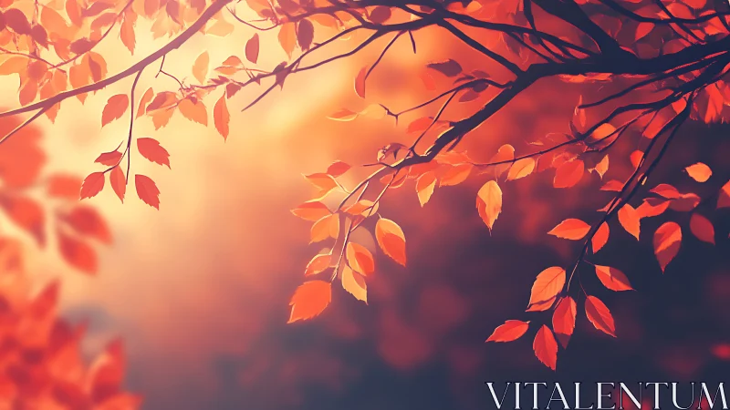 Autumn foliage rendered with shallow depth of field and warm bokeh