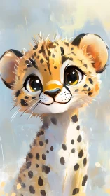 Adorable Spotted Leopard Cub with Bright, Curious Eyes
