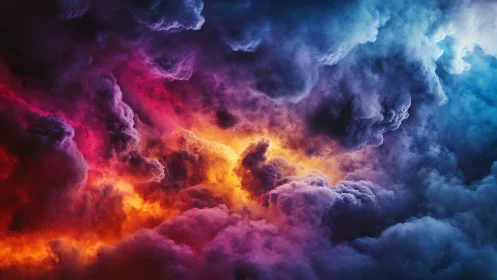 Volumetric nebula clouds with multicolor plasma light core