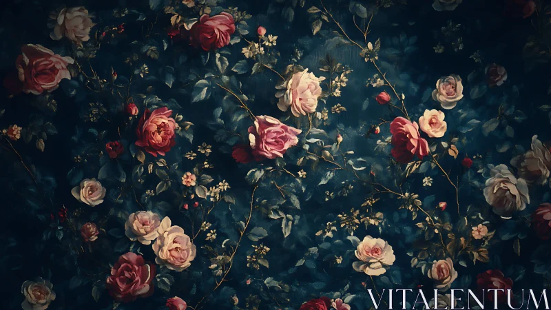 Moody Garden Romance: Vintage Roses in Deep Twilight