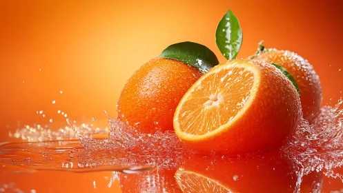 Citrus fireworks erupt in vivid orange splash and sparkle.