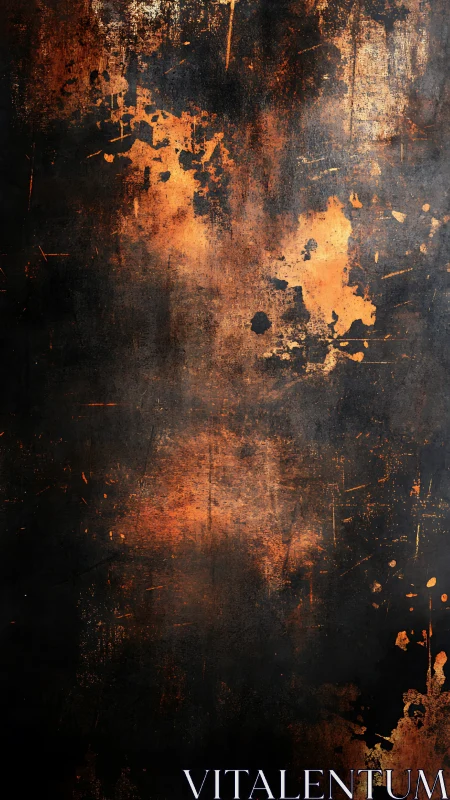 Weathered rust textures glow warmly against dark metal