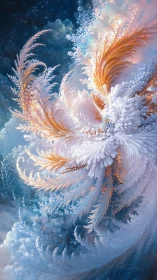 Celestial frost blooms swirl gently through a dreamy sky