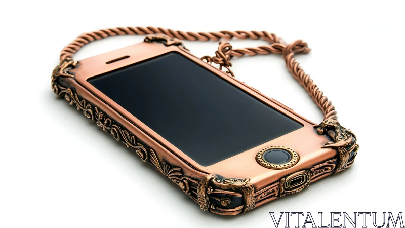 Ornate Copper iPhone Case with Rope Strap.