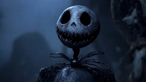 Photorealistic skeletal figure in moody low key lighting study.