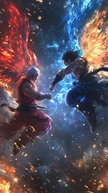 Twin comet warriors collide where fire dares kiss frost