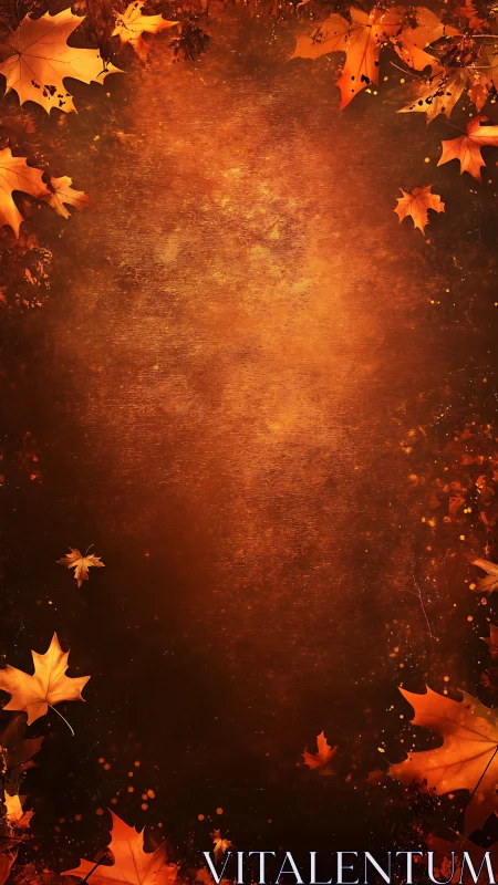 Burnished autumn maple border on textured ember field.