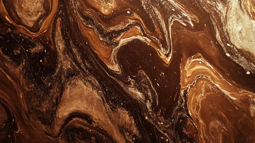 Brown and gold marbled fluid abstract surface background.