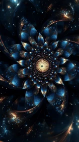 Fractal cosmic flower radiates luminous petals in deep space