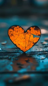 Translucent heart-shaped leaf specimen with cellular vein networks and orange pigmentation against b