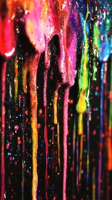 Neon paint drips cascade over dark canvas in vivid motion.