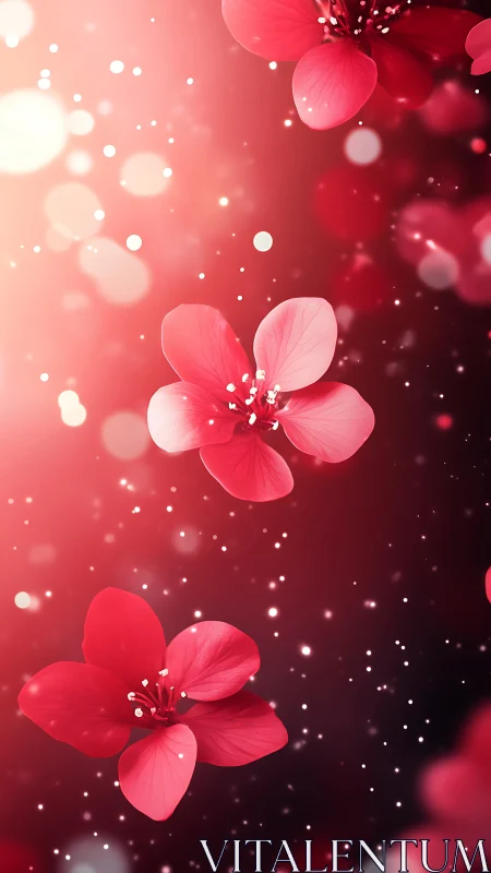 Soft Pink Blossoms Float Through Luminous Bokeh Mist