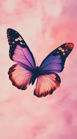 Chromatic lepidopteran in soft-focus atmospheric gradient sky.