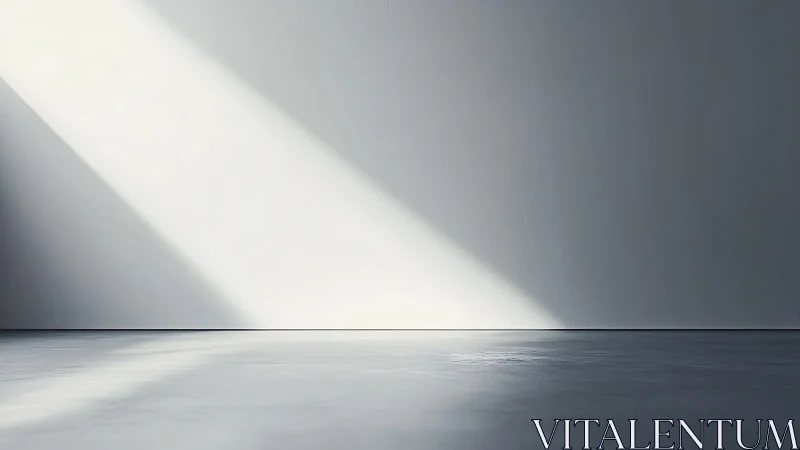 Diagonal light across empty gray interior wall and floor.