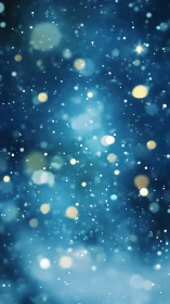 Shimmering teal bokeh field with softly glowing orbs.