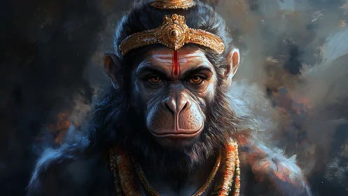 Noble monkey warrior gazes forward with calm, fiery strength