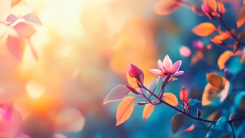 Flowering Branch with Selective Focus and Warm Color Gradation.