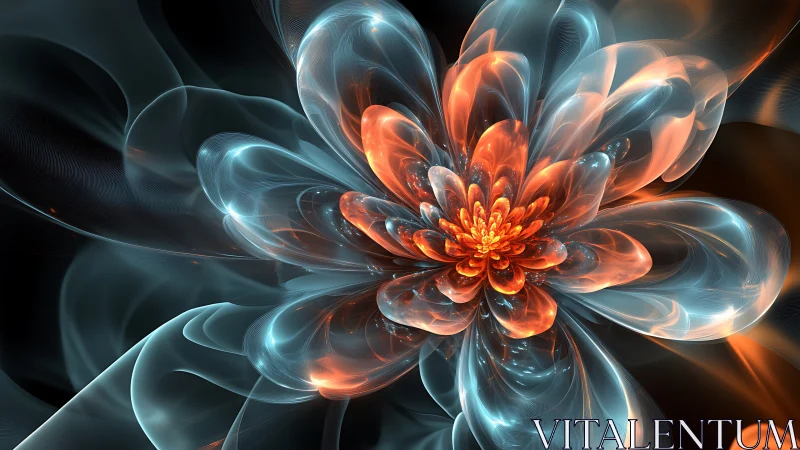 Fractal-rendered abstract floral form exhibits radial symmetry