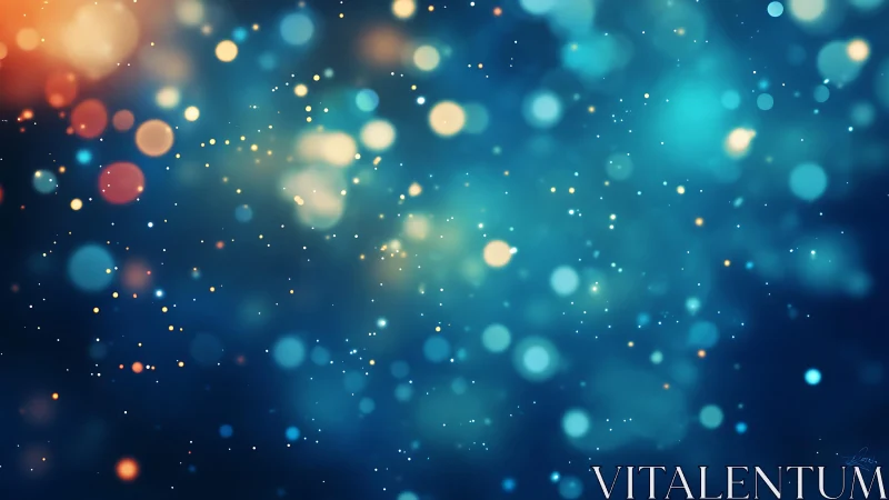 Abstract blue and orange bokeh lights digital background art.