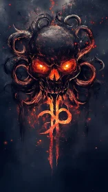 Infernal skull sigil with molten tentacles and ember glare